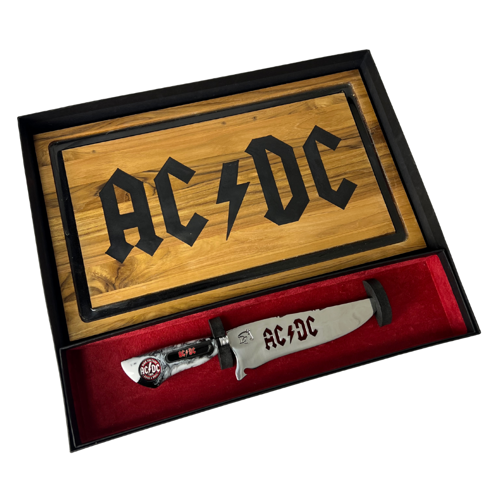 Kit AC/DC - Faca 8" + Tábua Personalizada