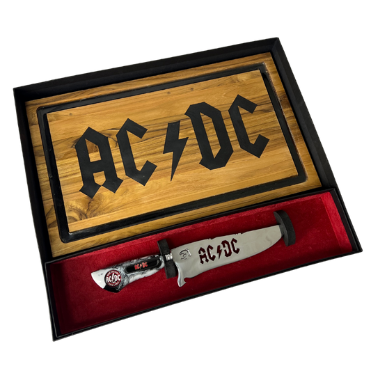 Kit AC/DC - Faca 8" + Tábua Personalizada