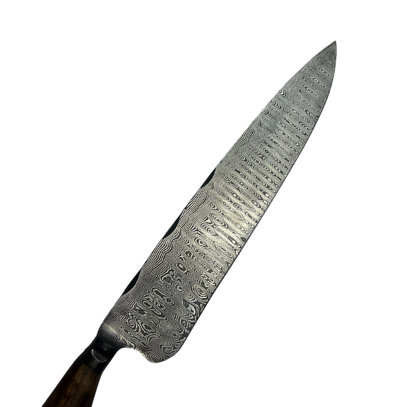 Faca Damasco Padrão Twist Torcido 10 Polegadas - Cabo Madeira Nobre - Peça Única Exclusiva