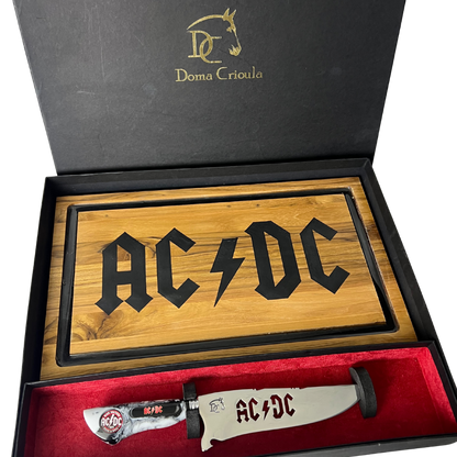 Kit AC/DC - Faca 8" + Tábua Personalizada
