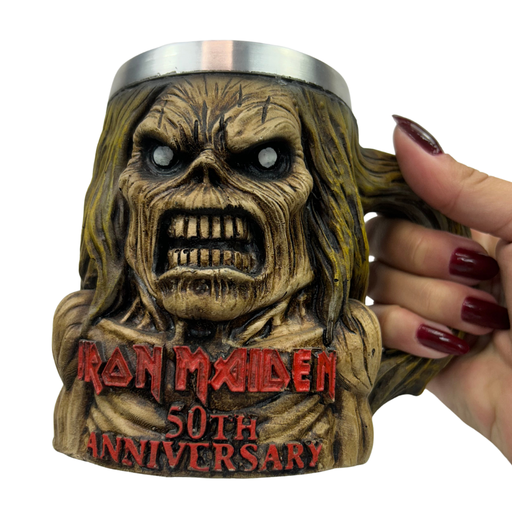 Caneca Iron Maiden 3D - Eddie 50th Anniversary - 300ml - Aço Inox