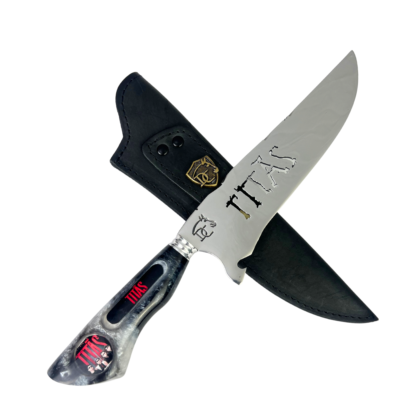 Faca Titãs 8 Polegadas Marmorizada | Lâmina Vazada Rock | Cabo Resina