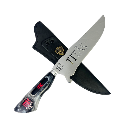 Faca Titãs 8 Polegadas Marmorizada | Lâmina Vazada Rock | Cabo Resina