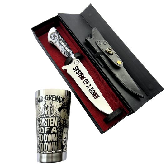 Kit System of a Down - Faca 8" + Copo Térmico - Gravação a Laser 360°