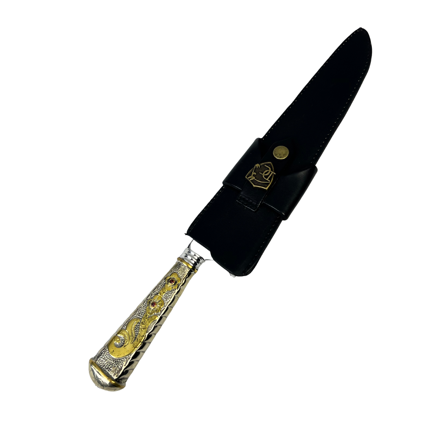 Faca Campeira 10" Aço Inox 420C - Cabo Alpaca Dourado Ornamentado