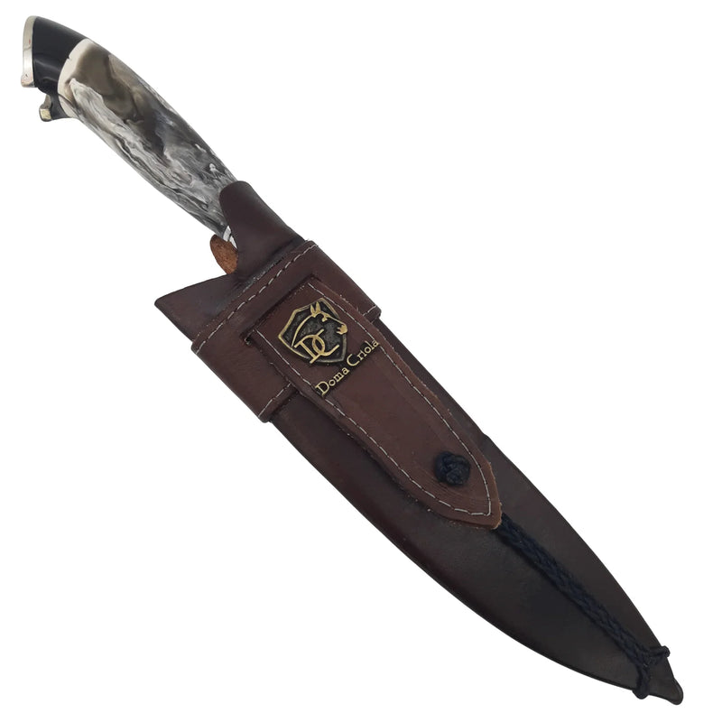 Faca Artesanal para Churrasco 8" Tema Pesca - Cutelaria Gaúcha Cabo Chifre Bovino