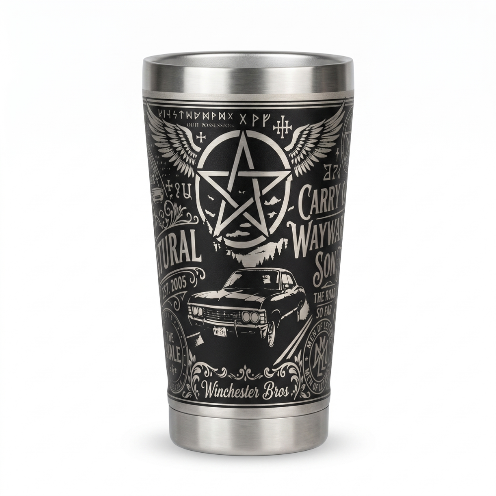 Kit Presente Supernatural - Faca + Copo Térmico - Gravação a Laser 360°