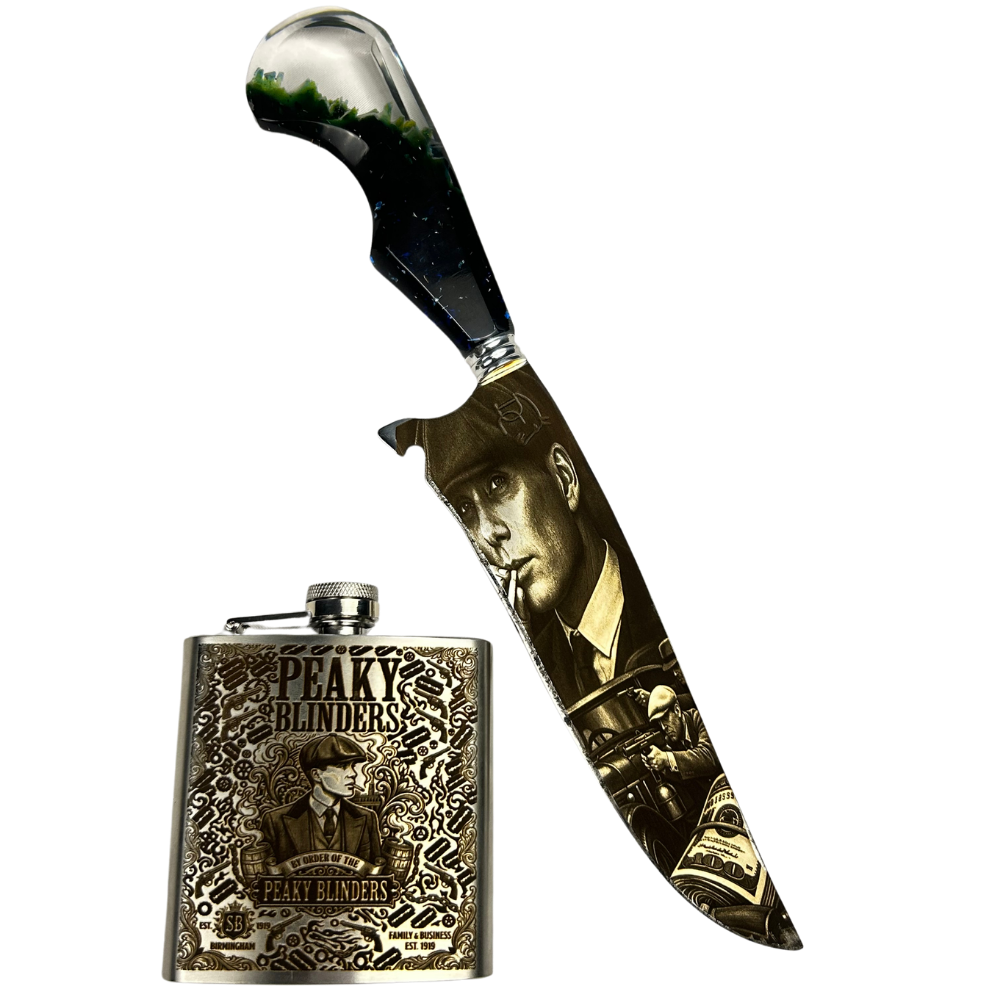 Kit Peaky Blinders - Faca 8" + Cantil - Gravação a Laser
