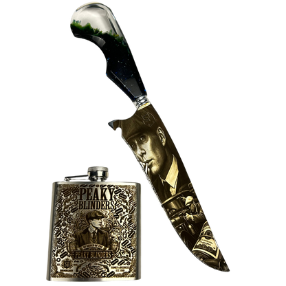 Kit Peaky Blinders - Faca 8" + Cantil - Gravação a Laser
