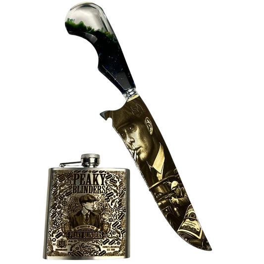 Kit Peaky Blinders - Faca 8" + Cantil - Gravação a Laser