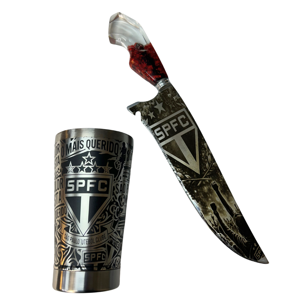 Kit São Paulo - Faca 10" + Copo Térmico - Gravação a Laser 360°