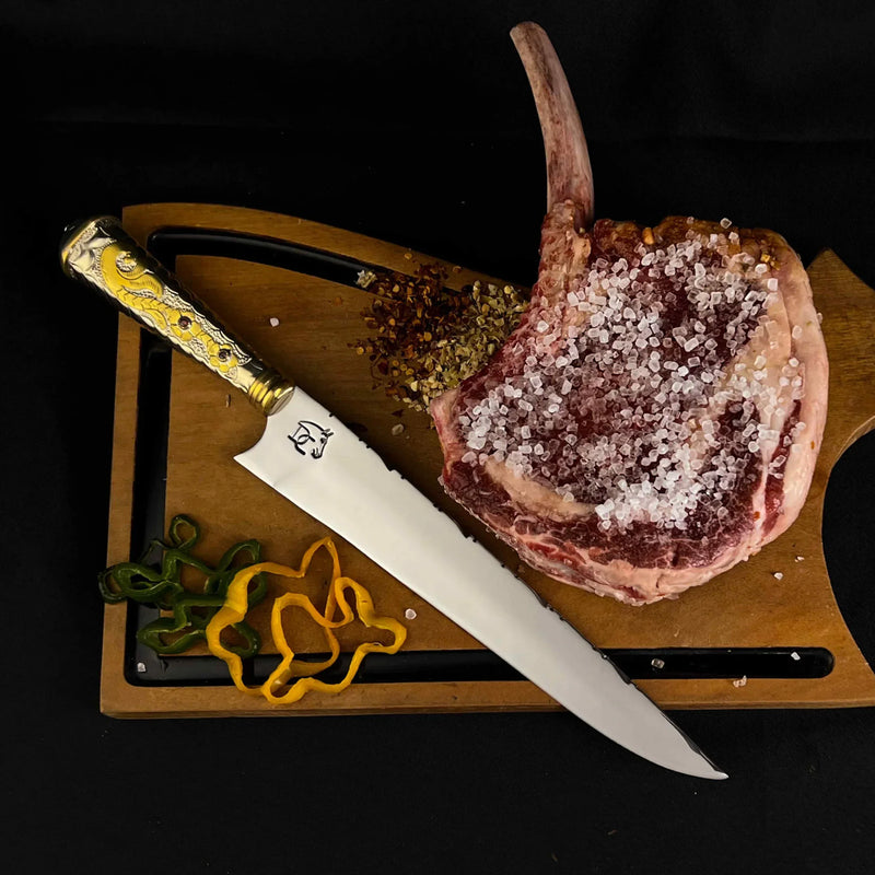 Faca Campeira Ouro do Pampa 10" Aço Inox 420C - Cabo Alpaca Dourado Ornamentado