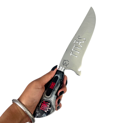 Faca Titãs 8 Polegadas Marmorizada | Lâmina Vazada Rock | Cabo Resina