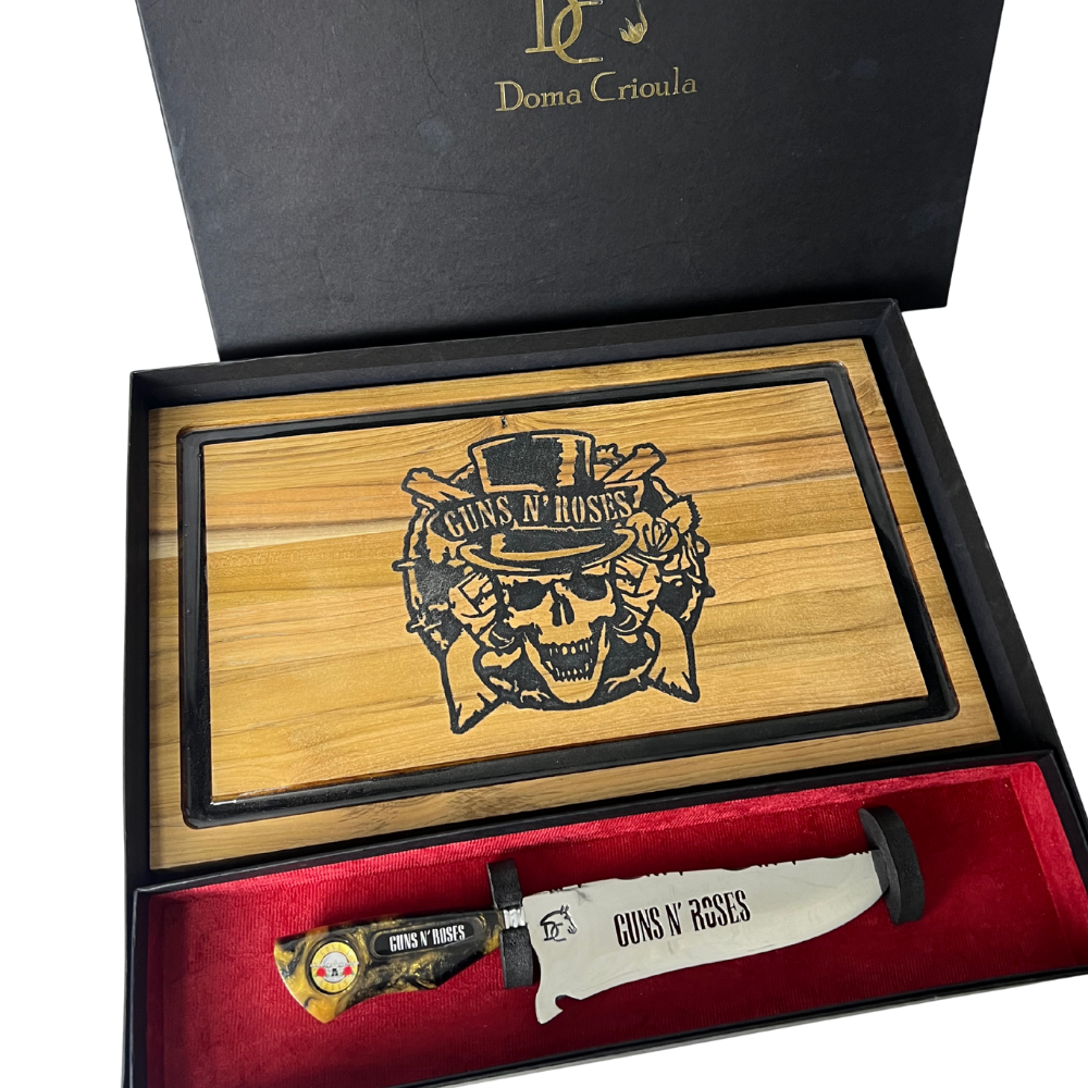 Kit Guns N' Roses - Faca 8" + Tábua Personalizada