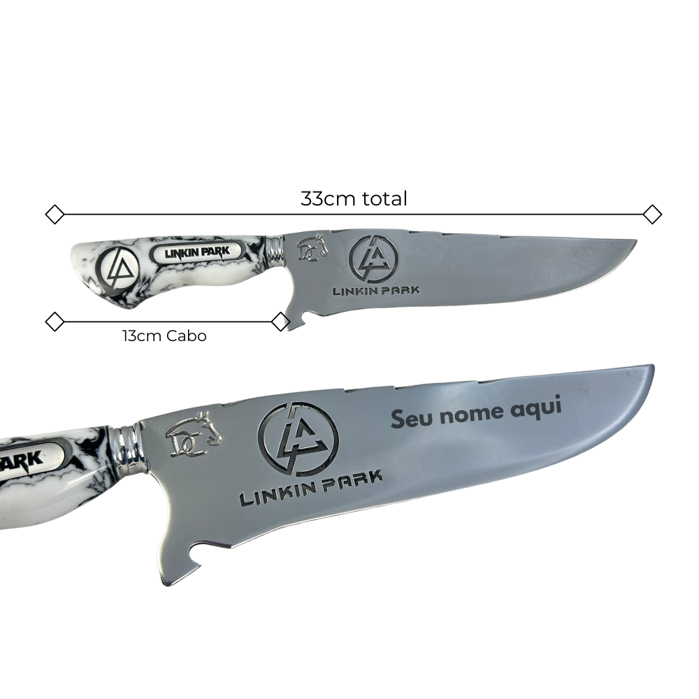 Faca Linkin Park 8" - Cabo Resina Personalizado - Edição Especial Rock