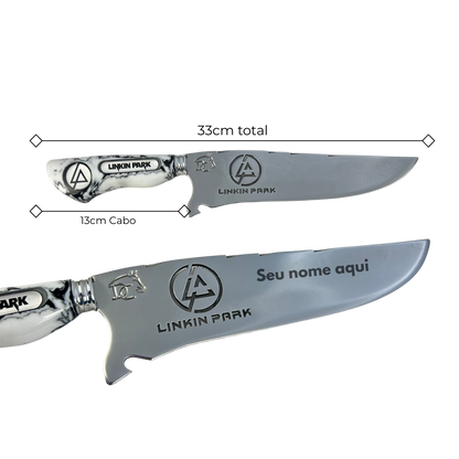 Faca Linkin Park 8" - Cabo Resina Personalizado - Edição Especial Rock