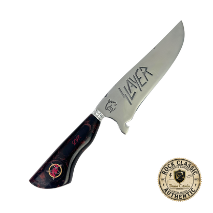 Faca Slayer 8 Polegadas Marmorizada | Lâmina Vazada Thrash Metal | Cabo Resina