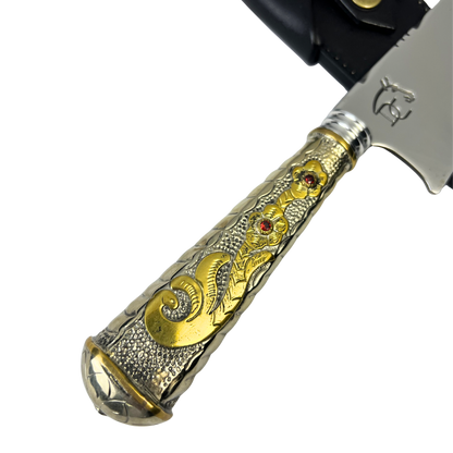 Faca Campeira 10" Aço Inox 420C - Cabo Alpaca Dourado Ornamentado