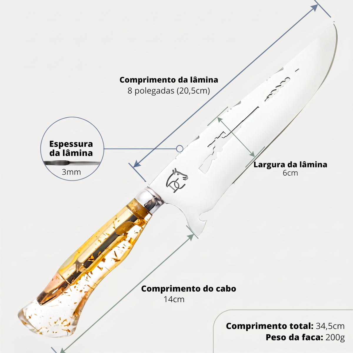 Faca Gold 8" – Sniper
