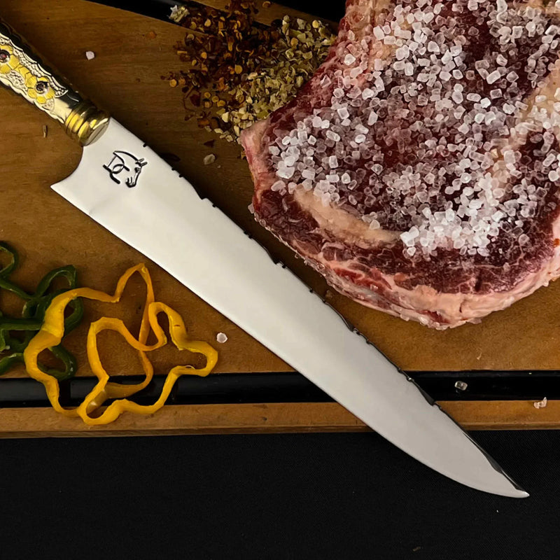 Faca Campeira Ouro do Pampa 10" Aço Inox 420C - Cabo Alpaca Dourado Ornamentado