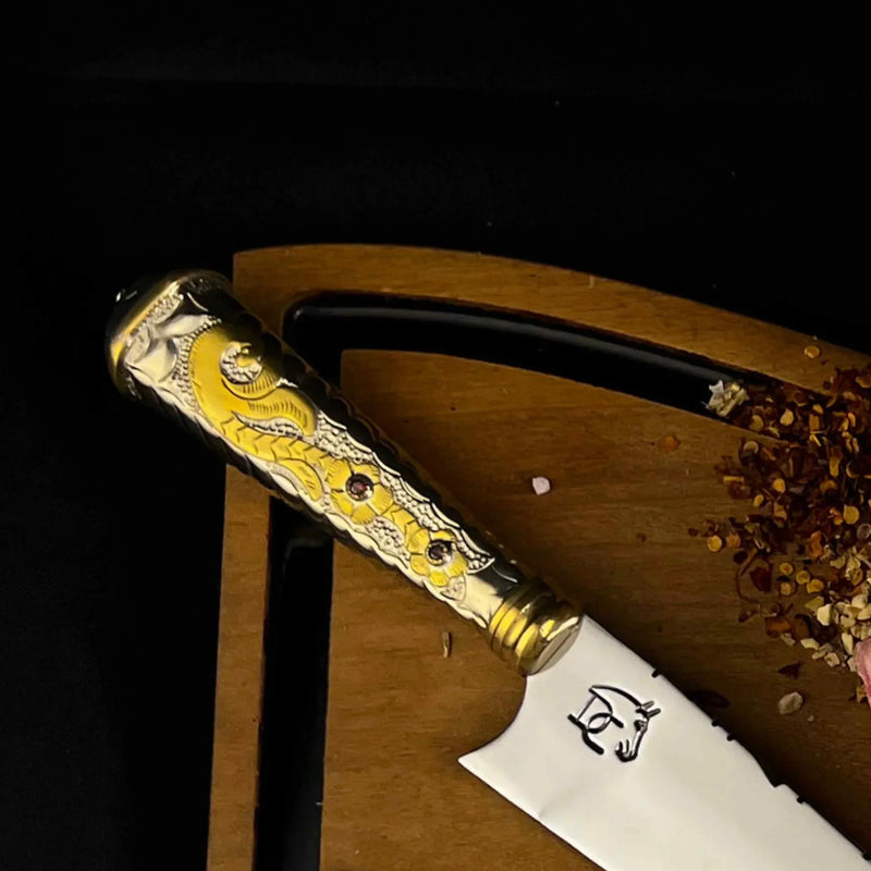 Faca Campeira Ouro do Pampa 10" Aço Inox 420C - Cabo Alpaca Dourado Ornamentado