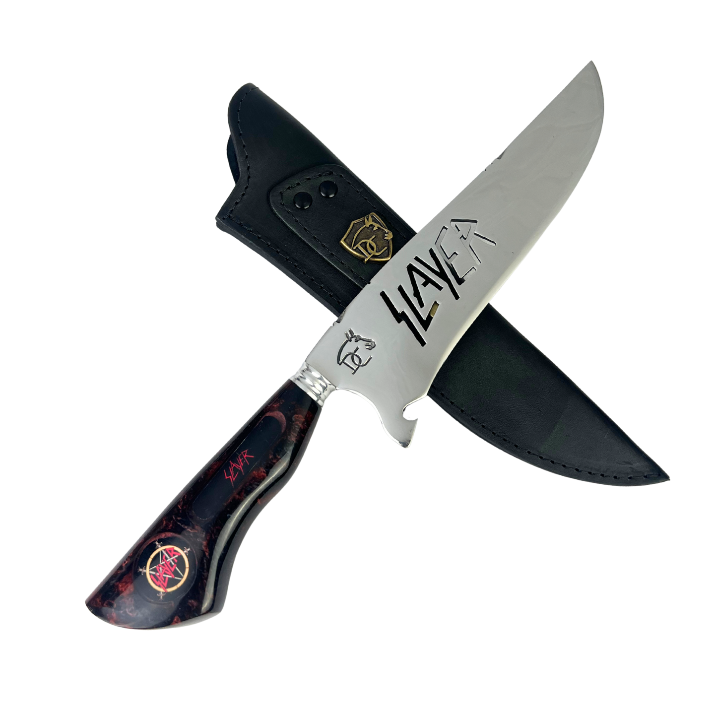 Faca Slayer 8 Polegadas Marmorizada | Lâmina Vazada Thrash Metal | Cabo Resina
