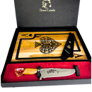 Kit Baralho Premium - Tábua Ás de Copas + Faca 8 Polegadas - Caixa Presente Exclusiva