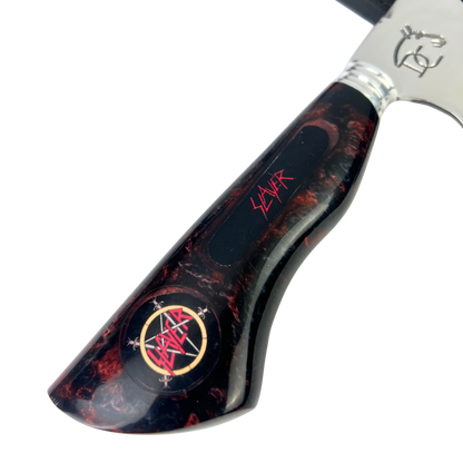 Faca Slayer 8 Polegadas Marmorizada | Lâmina Vazada Thrash Metal | Cabo Resina