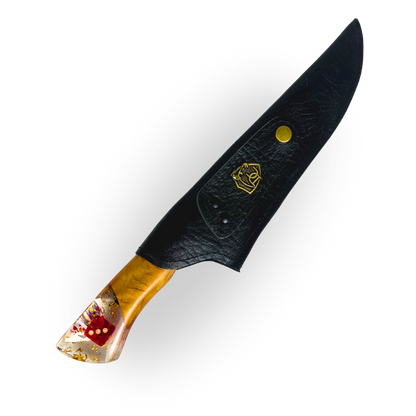 Kit Baralho Premium - Tábua Ás de Copas + Faca 8 Polegadas - Caixa Presente Exclusiva