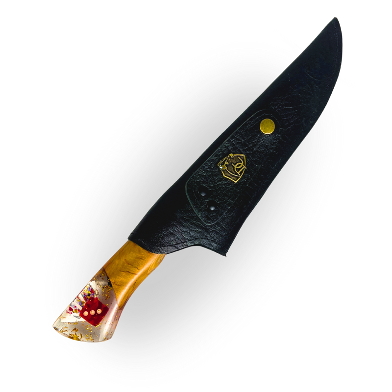 Kit Baralho Premium - Tábua Ás de Copas + Faca 8 Polegadas - Caixa Presente Exclusiva