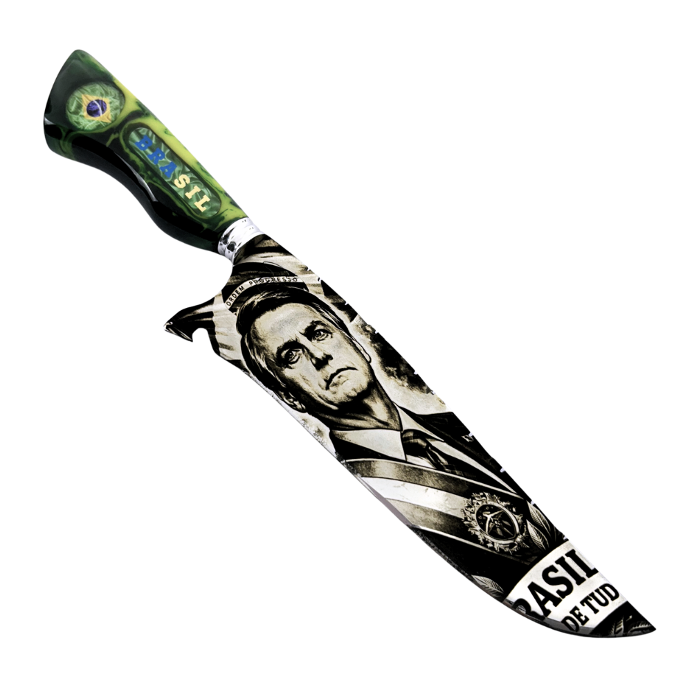 Kit Bolsonaro - Faca Artesanal + Copo Térmico - Gravação a Laser 360° - 2 Peças