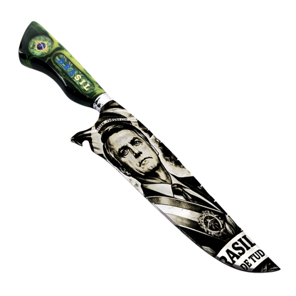 Kit Bolsonaro - Faca Artesanal + Copo Térmico - Gravação a Laser 360° - 2 Peças