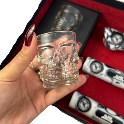 Kit Black Sabbath Premium - Faca 8", Garfo, Chaira e 2 Copos Caveira - Edição Especial