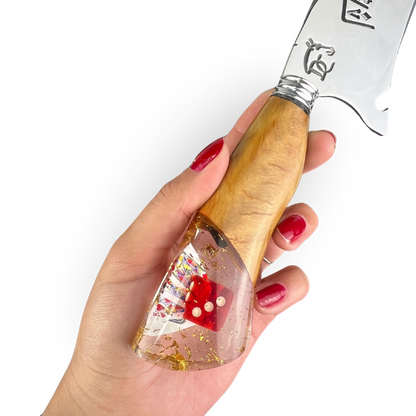 Kit Baralho Premium - Tábua Ás de Copas + Faca 8 Polegadas - Caixa Presente Exclusiva