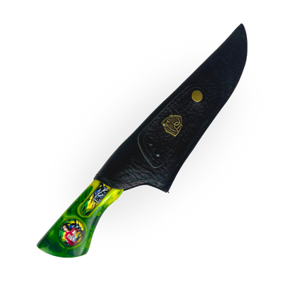 Picanheira Ayrton Senna 8 Polegadas - Cabo Resina + Bainha Couro + Caixinha Presente