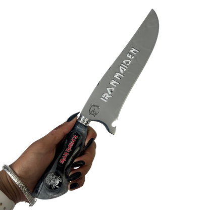 Kit Faca, Garfo e Chaira 8" Iron Maiden - Cabo Resina Personalizado