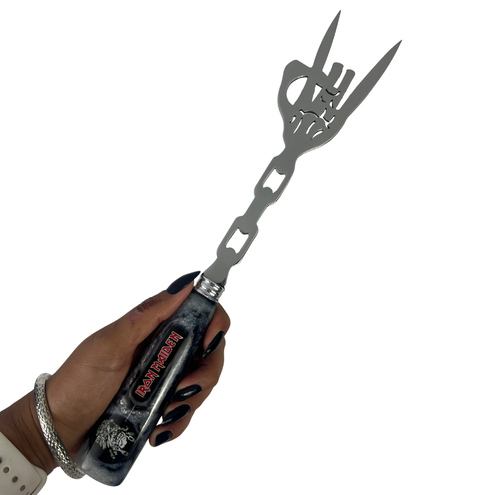 Kit Faca, Garfo e Chaira 8" Iron Maiden - Cabo Resina Personalizado