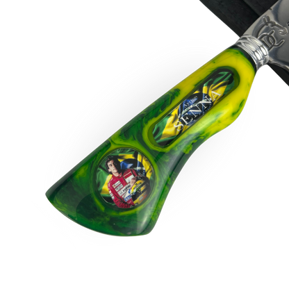 Picanheira Ayrton Senna 8 Polegadas - Cabo Resina + Bainha Couro + Caixinha Presente