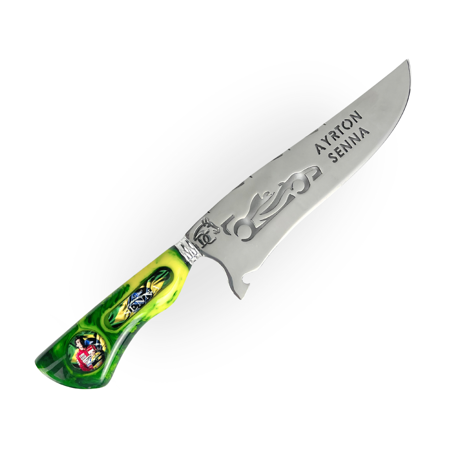 Picanheira Ayrton Senna 8 Polegadas - Cabo Resina + Bainha Couro + Caixinha Presente