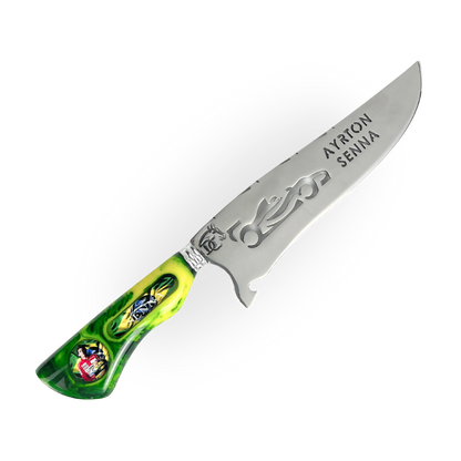 Picanheira Ayrton Senna 8 Polegadas - Cabo Resina + Bainha Couro + Caixinha Presente