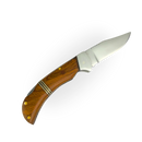 Canivete Artesanal Aço Inox 420C 4 Polegadas - Cabo Madeira com Anel Latão e Trava