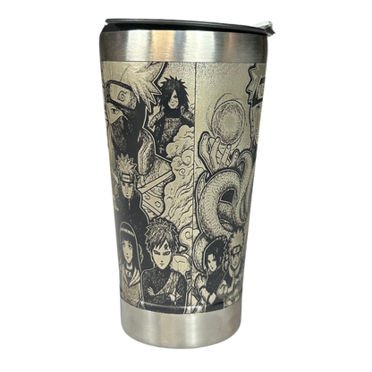 Kit Naruto - Faca 8" + Copo Térmico - Gravação a Laser 360° - Cabo Laranja Brilha no Escuro