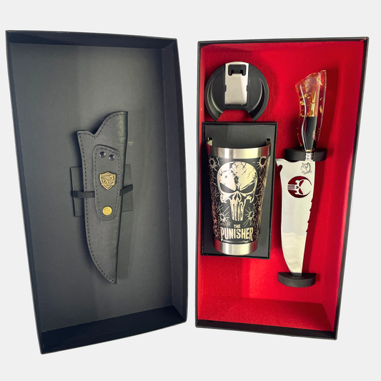 Kit War Zone – Justiceiro | Faca 8" + Copo Térmico 475ml
