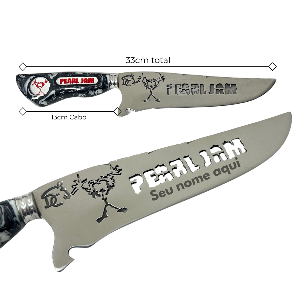 Faca Picanheira Pearl Jam 8 Polegadas - Cabo Resina Personalizado - Churrasco Grunge