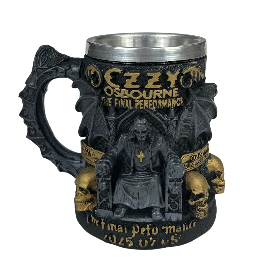 Caneca 3D Ozzy Osbourne - The Final Performance - Asas Morcego - Caveiras - 250ml - Aço Inox