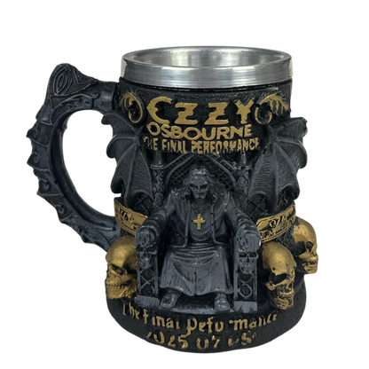 Caneca 3D Ozzy Osbourne - The Final Performance - Asas Morcego - Caveiras - 250ml - Aço Inox