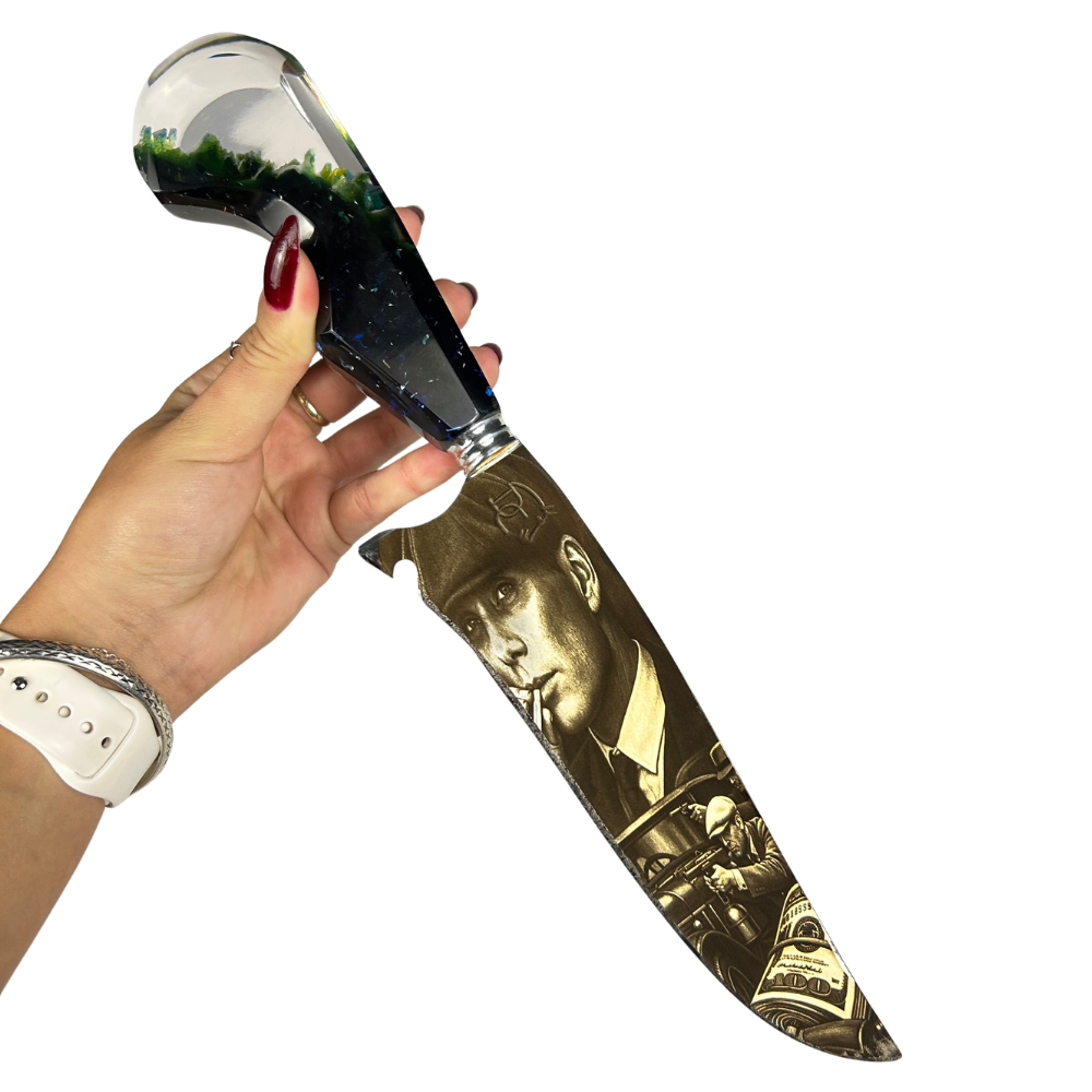 Kit Peaky Blinders - Faca 8" + Cantil - Gravação a Laser