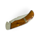 Canivete Artesanal Aço Inox 420C 4 Polegadas - Cabo Madeira com Anel Latão e Trava