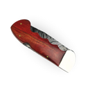 Canivete Damasco 4 Polegadas - Dorso Mosqueado - Cabo Madeira Selecionada com Trava