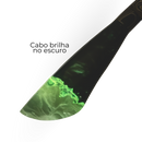 Faca Damasco Exclusiva 43cm - Cabo Resina Verde Brilha no Escuro